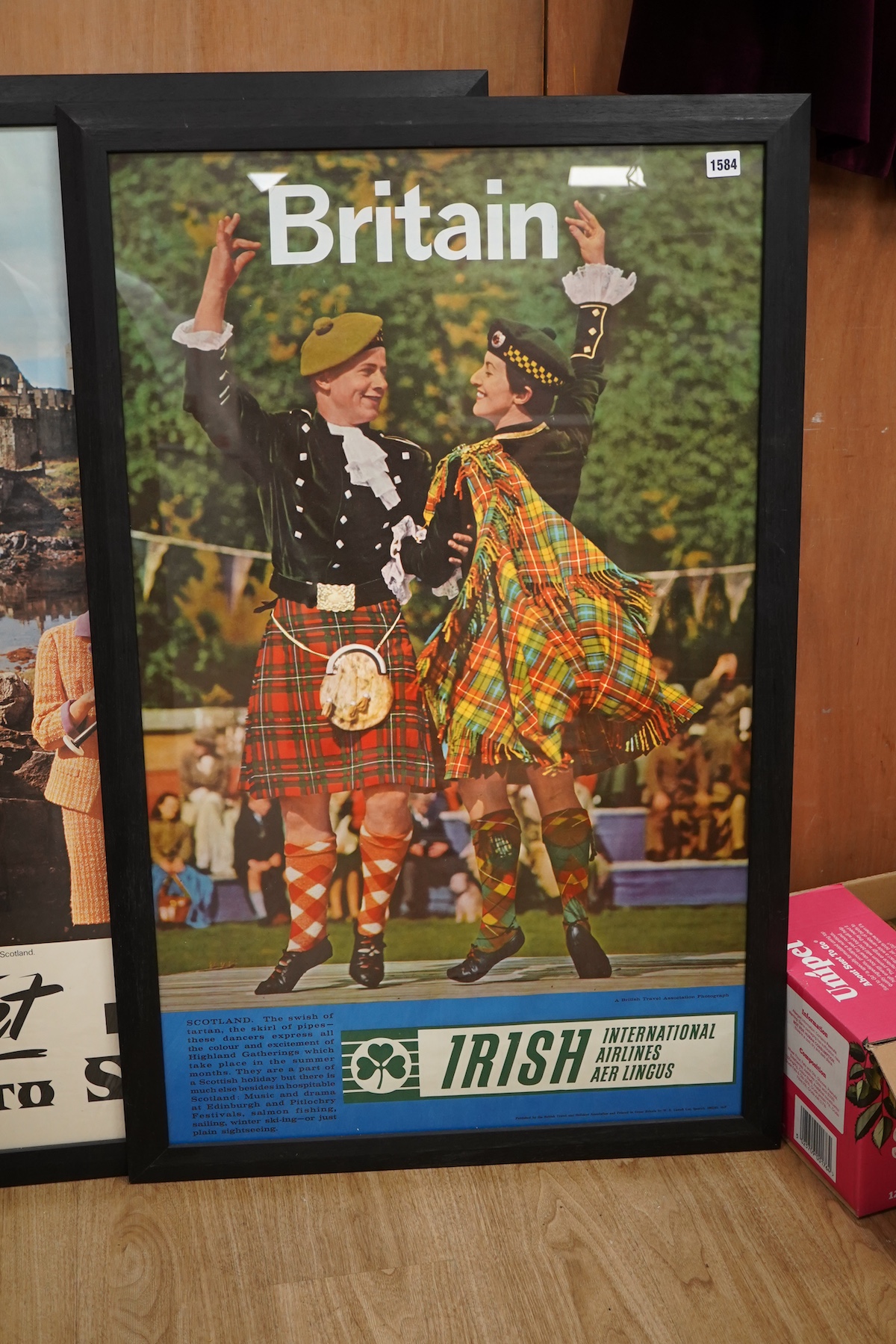 Two vintage travel posters comprising Jet BOAC to Scotland and Irish International Airlines Aer Lingus, framed, largest 100 x 62cm